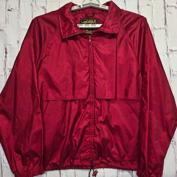 Eddie Bauer Other - Vintage Eddie Bauer Red Shiny Nylon Hooded Windbreaker Rain Jacket  Mens Sz L